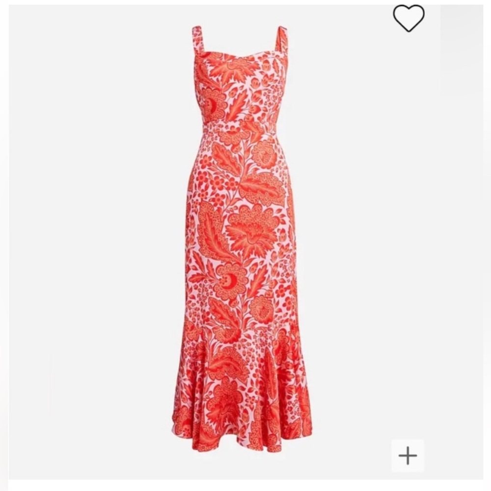 J.Crew Collection Coral Floral Luster Crepe Flare-Hem Dress Size 4 - Picture 2 of 14